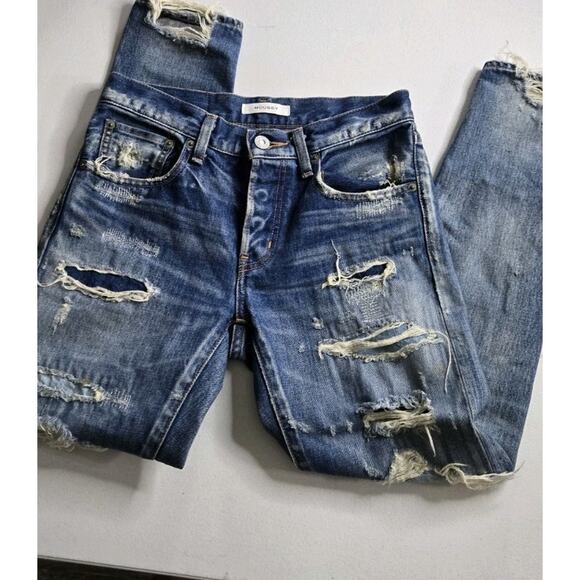 Moussy Vintage Lancaster Skinny Jeans Women's 25 Medium Wash Distressed $360 - Picture 2 of 15